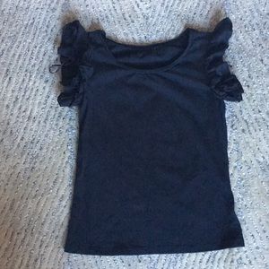 Black shirt with ruffles